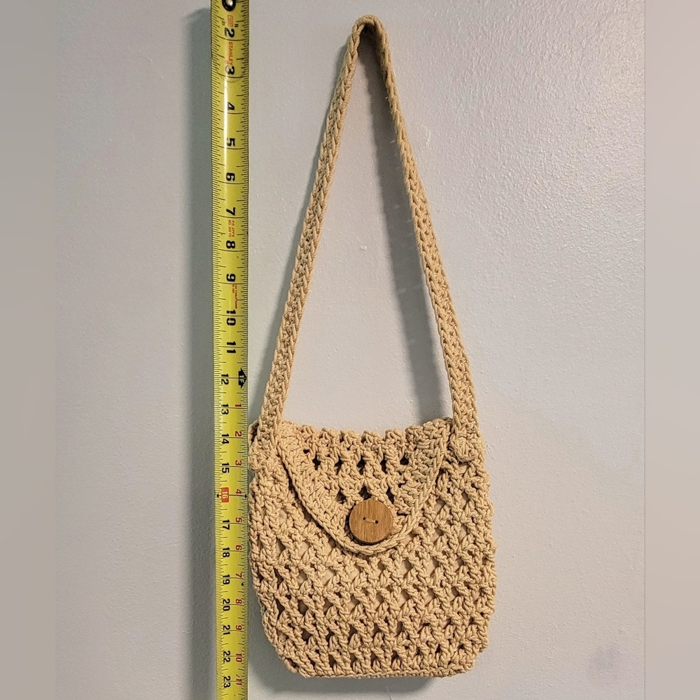 Macrame Boho Cottage Shoulder Bag Summer Beach Vacation Button Flap Philippines - Picture 9 of 12
